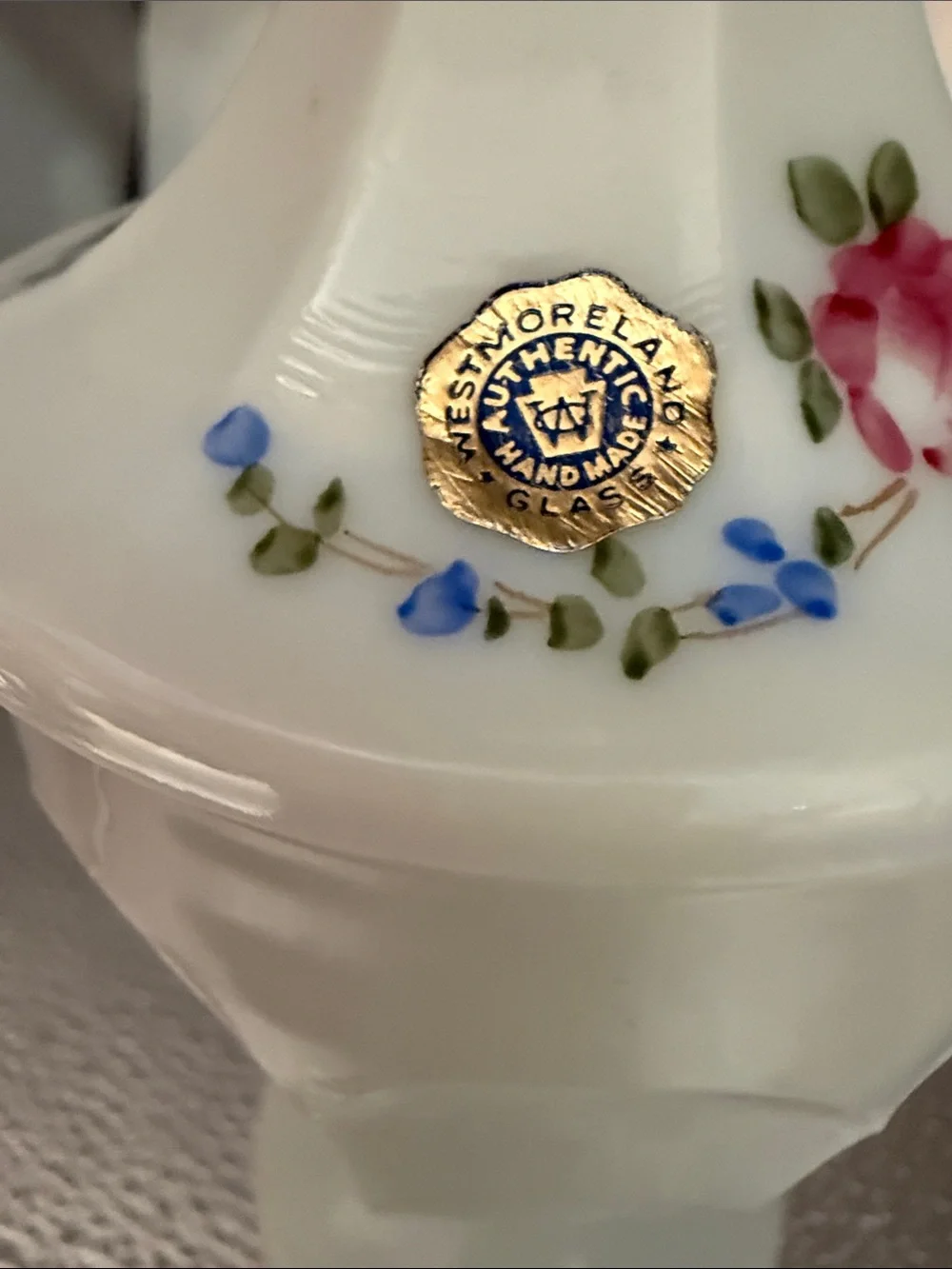 Vintage Westmoreland Hand Painted Opaque White Milk Glass Candy Dish